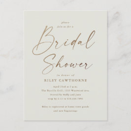 Einfaches Gold Script-Brautparty Postkarte