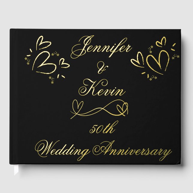Einfaches Gold zum 50. Hochzeitstag | Gästebuch (Vorderseite)