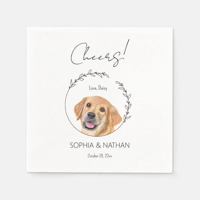 Einfaches Golden Retriever Welppy Wedding Cocktail Serviette (Vorderseite)