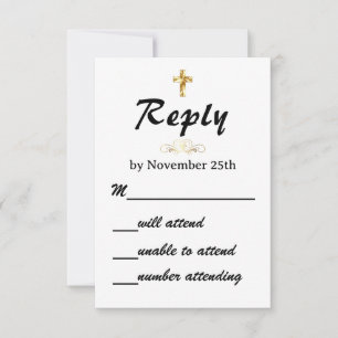 Einfaches goldenes Hochzeitskreuz Christi RSVP Karte
