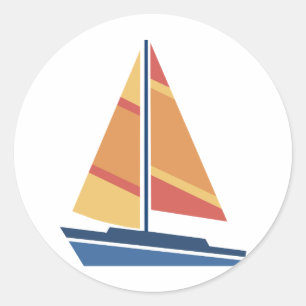 Einfaches grafisches Sailboat Runder Aufkleber