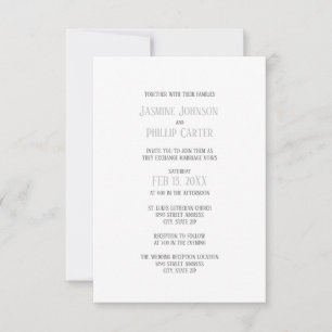 Einfaches Grau-Design - 3x5 Hochzeit/Empfang einla Einladung