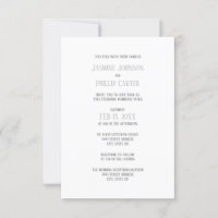 Einfaches Grau-Design - 3x5 Hochzeit/Empfang einla