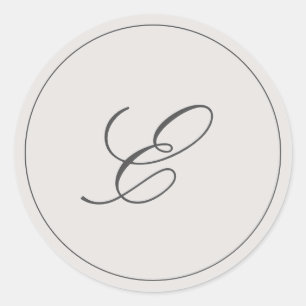 Einfaches graues Monogramm Elegante Hochzeit Runder Aufkleber