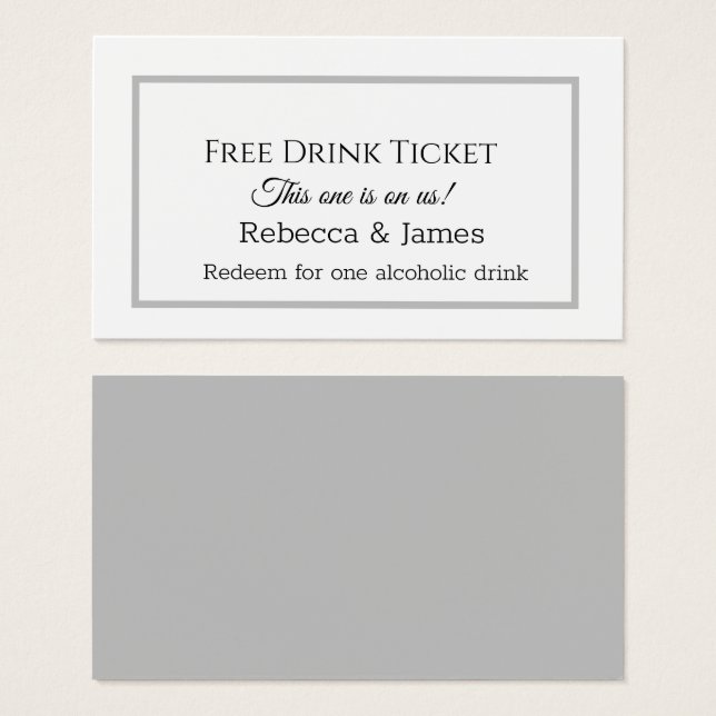 Einfaches graues Schlichtes Ticket Drink (Vorne & Hinten)