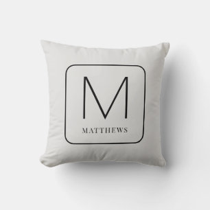 Einfaches graues und schwarzes, modernes Monogram- Kissen