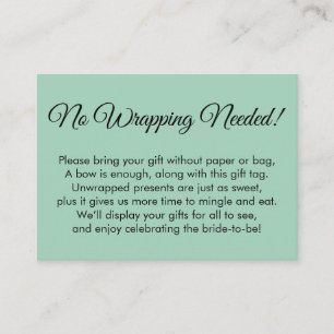 Einfaches Green No Wrapping erfordert Brautparty Begleitkarte