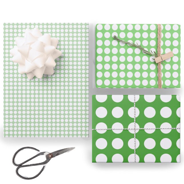 Einfaches Grün-Weiß-Punkte-Muster Geschenkpapier Set (Von Creator hochgeladen)