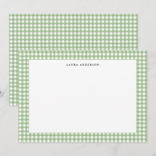 Einfaches grün-weißes Gingham personalisiert Dankeskarte