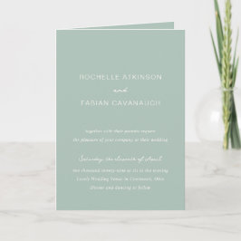 Einfaches, grünes Foto Elegante Hochzeit Einladung
