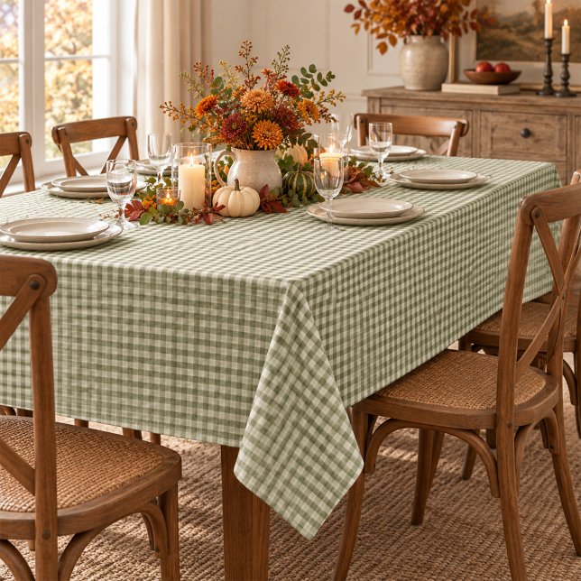 Einfaches grünes Gingham-Muster  Tischdecke (Classic green gingham brings timeless farmhouse charm to everyday meals and gatherings.
)