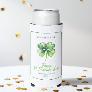 Einfaches grünes Kleeblatt zum Happy St. Patrick's Selters Dosenkühler