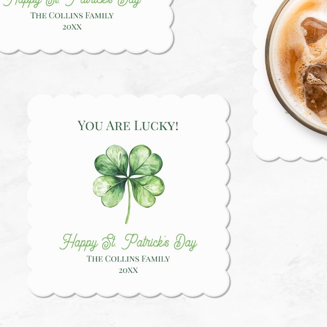 Einfaches grünes Kleeblatt zum Happy St. Patrick's Untersetzer (Simple Green Shamrock Luck Happy St. Patrick's Day Paper Coaster)