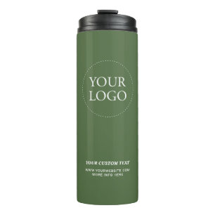 Einfaches grünes minimalistisches Geschäftslogo mi Thermosbecher