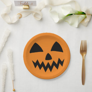 Einfaches Halloween-Kürbisgesichtsgeister beängsti Pappteller