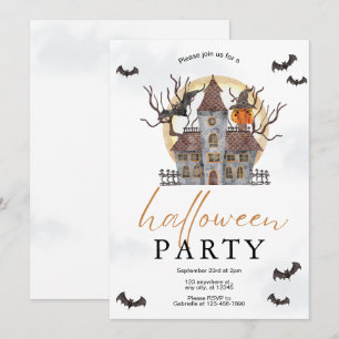 Einfaches Halloween-Party von Aquarellfarben Einladung