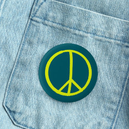 Einfaches handgemaltes, hellgelbes Friedenszeichen Button