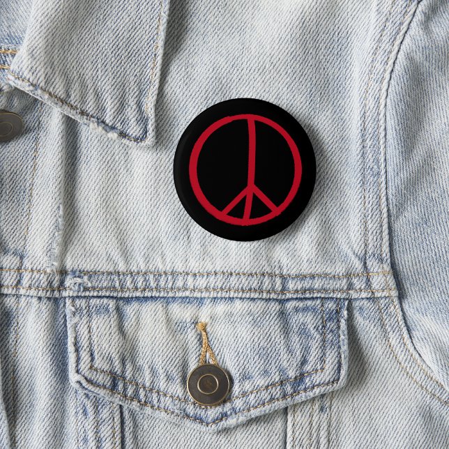 Einfaches handgemaltes, schwarz rotes Friedenszeic Button (Von Creator hochgeladen)