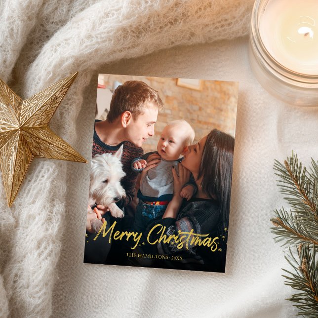 Einfaches handgeschriebenes Foto Frohe Weihnachten Postkarte (Von Creator hochgeladen)