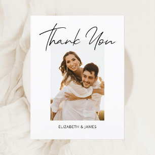 Einfaches, handgeschriebenes Foto Hochzeit Vielen  Postkarte