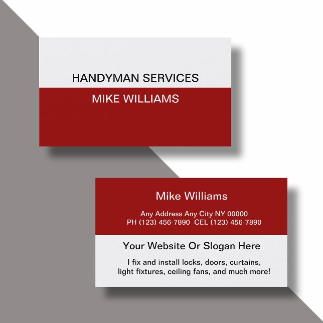Einfaches Handyman Business Cards Online-Design Visitenkarte (Von Creator hochgeladen)