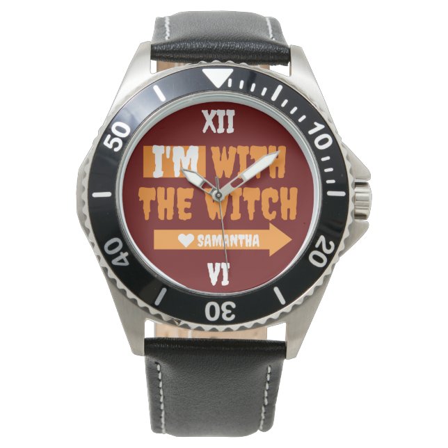 Einfaches Happy Halloween ich bin mit dem Hexencos Armbanduhr (Vorderseite)
