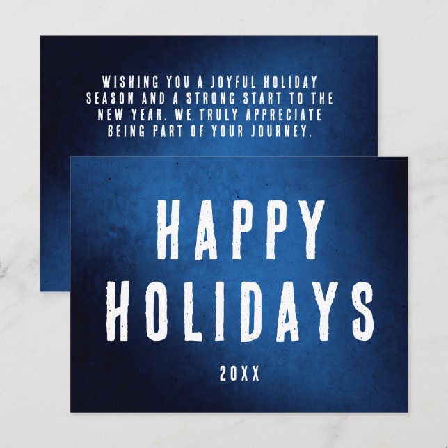 Einfaches Happy Holidays Logo Blau Gradient Postkarte (Vorne/Hinten)