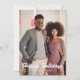 Einfaches Happy Holidays Vertikales Zwei Foto Feiertagskarte