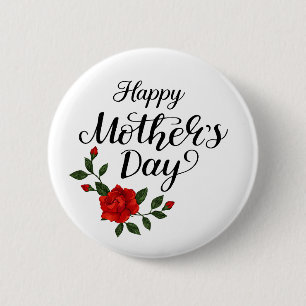 Einfaches Happy Mother's Day Florale Kalligrafie   Button