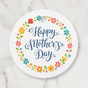 Einfaches Happy Mother's Day Florale Kalligrafie   Geschenkanhänger