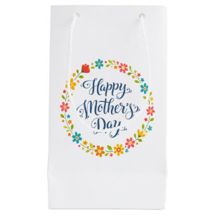 Einfaches Happy Mother's Day Florale Kalligrafie   Kleine Geschenktüte