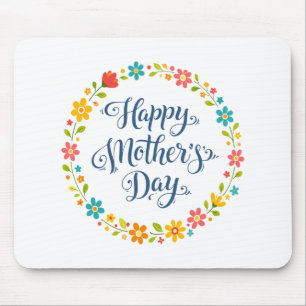 Einfaches Happy Mother's Day Florale Kalligrafie   Mousepad