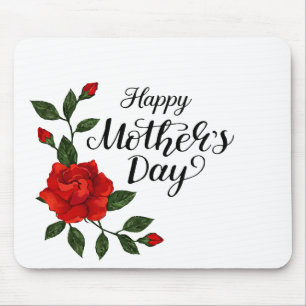 Einfaches Happy Mother's Day Florale Kalligrafie   Mousepad