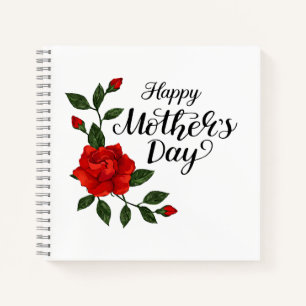 Einfaches Happy Mother's Day Florale Kalligrafie   Notizbuch