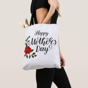 Einfaches Happy Mother's Day Florale Kalligrafie Tasche