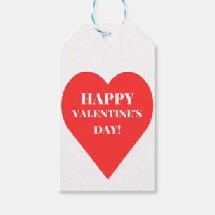 Einfaches Happy Valentine's Day Red Heart auf weiß Geschenkanhänger
