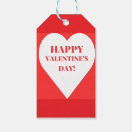 Einfaches Happy Valentine's Day White Heart on Red Geschenkanhänger
