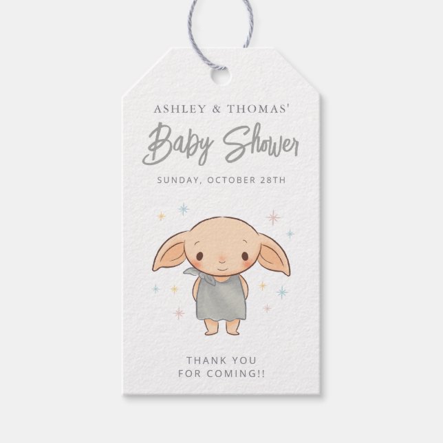 Einfaches Harry Potter - Dobby Baby Shower Geschenkanhänger (Vorderseite)