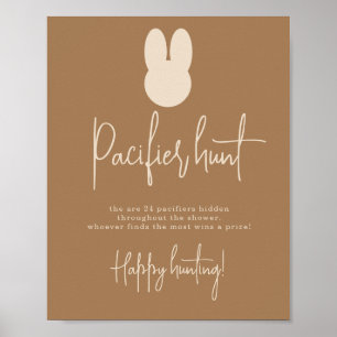 Einfaches Hasen-Schnuller-Jagdspiel Baby Shower Poster