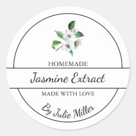 Einfaches, hausgemachte Jasmine-Extraktionslabel Runder Aufkleber