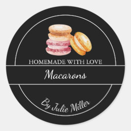 Einfaches, hausgemachte Macarons-Label Runder Aufkleber