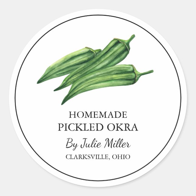 Einfaches, hausgemachte Okra-Label Runder Aufkleber (Vorderseite)