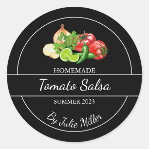Einfaches, hausgemachte Tomatensalsa-Label Runder Aufkleber
