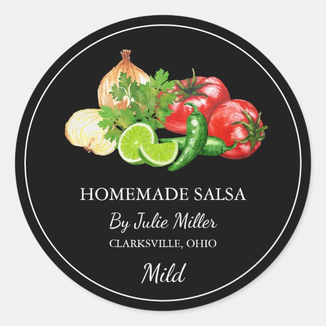 Einfaches, hausgemachte Tomatensalsa-Label Runder Aufkleber (Vorderseite)