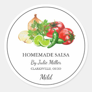 Einfaches, hausgemachte Tomatensalsa-Label Runder Aufkleber