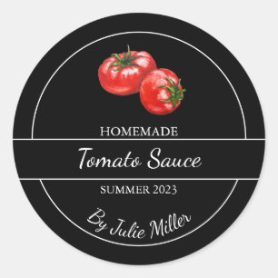 Einfaches, hausgemachte Tomato Sauce Label Black Runder Aufkleber