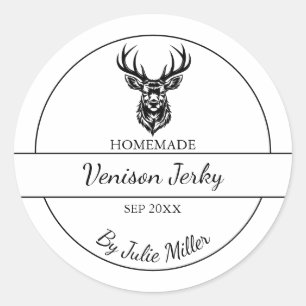 Einfaches, hausgemachte Venison Deer Jerky Label Runder Aufkleber