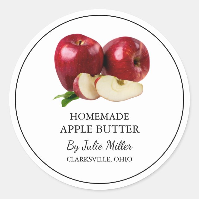 Einfaches hausgemachtes Applet-Butterlabel Runder Aufkleber (Vorderseite)