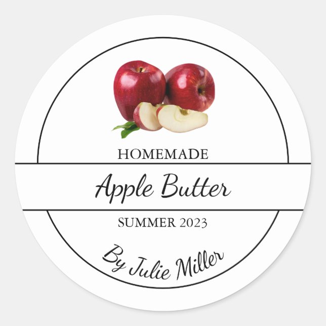 Einfaches hausgemachtes Applet-Butterlabel Runder Aufkleber (Vorderseite)
