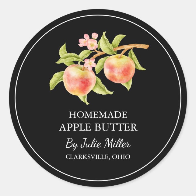 Einfaches hausgemachtes Applet-Butterlabel Runder Aufkleber (Vorderseite)